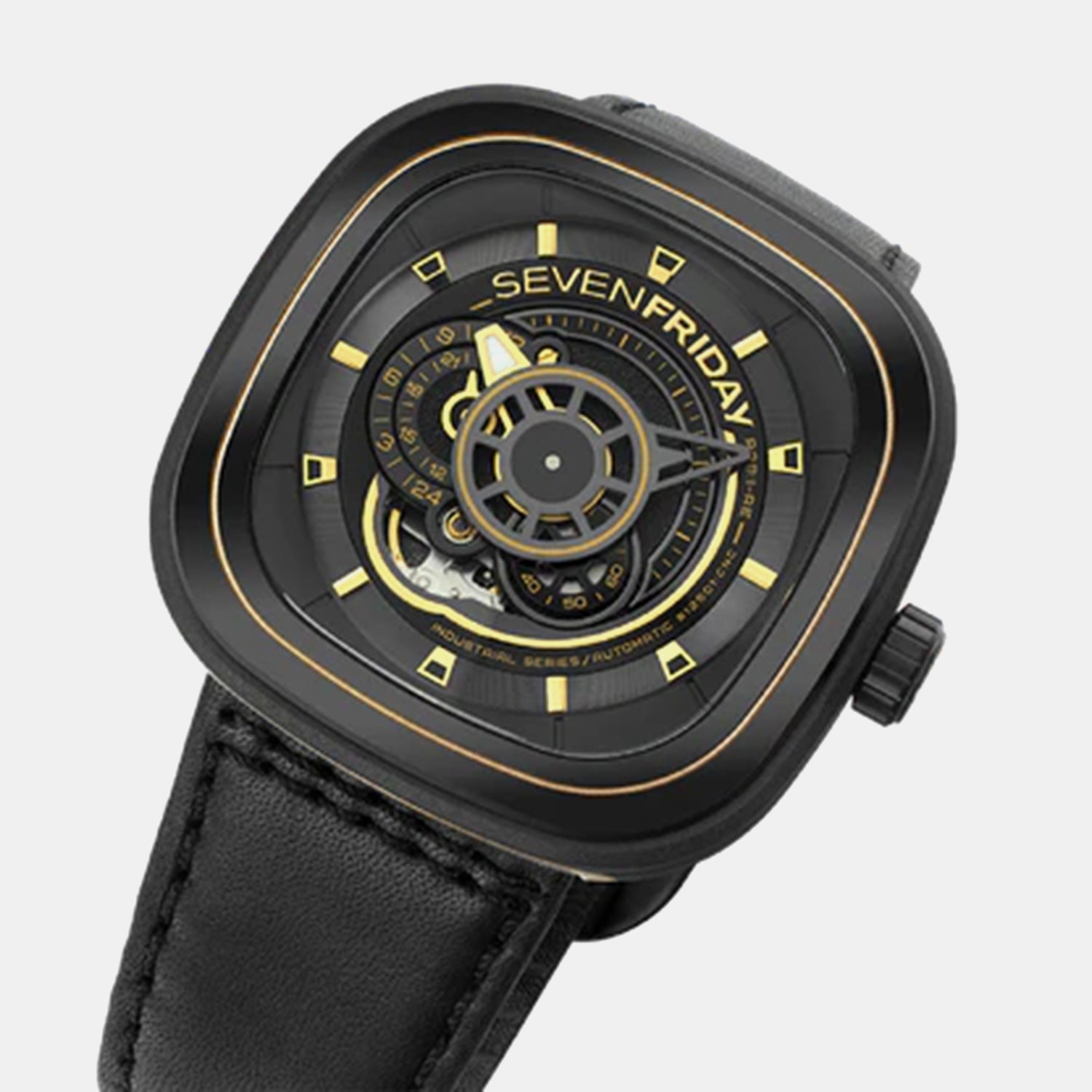 P Series Unisex Automatic Black Dial Analog Leather Watch P2B/02