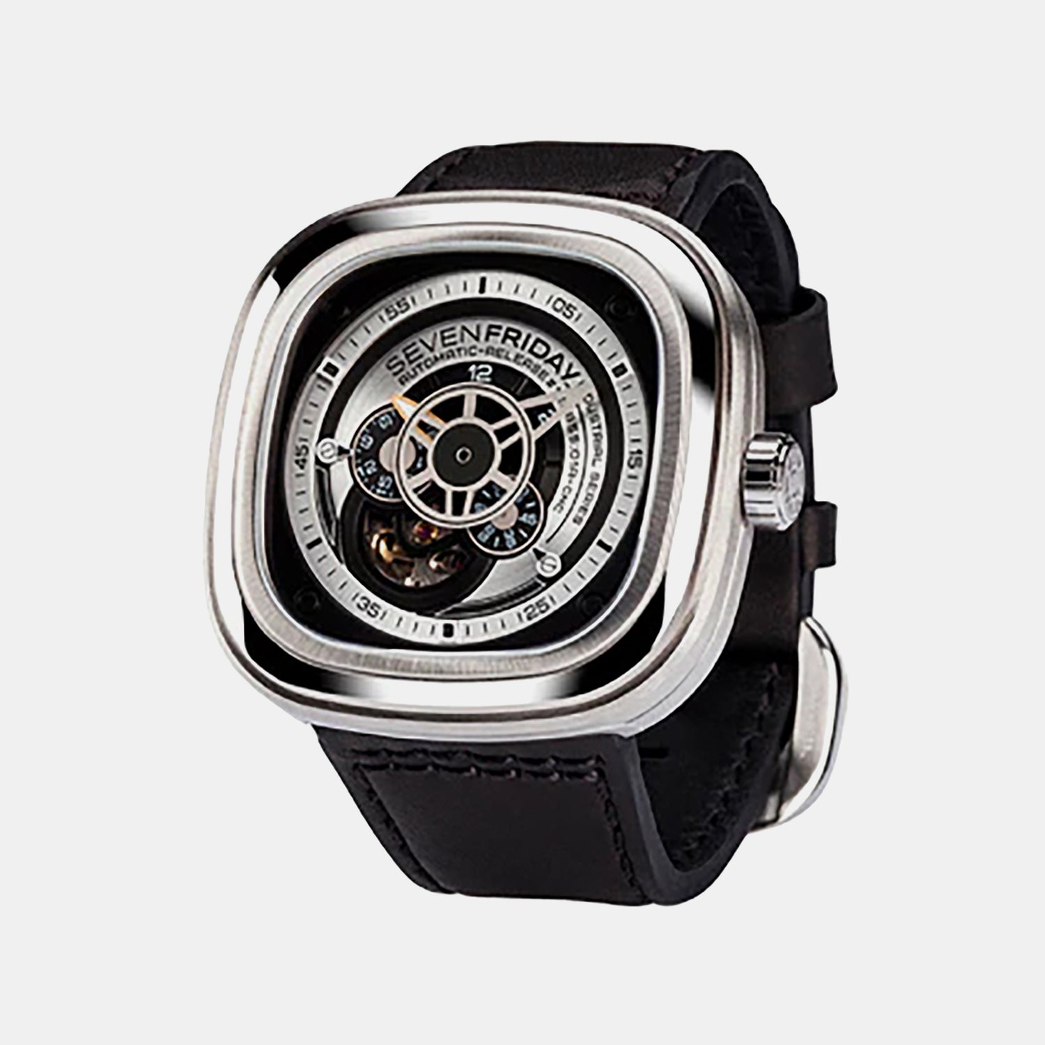P Series Unisex Automatic Black Dial Analog Leather Watch P1B/01