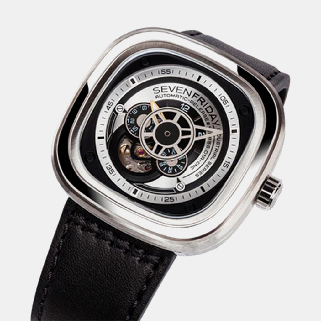 P Series Unisex Automatic Black Dial Analog Leather Watch P1B/01