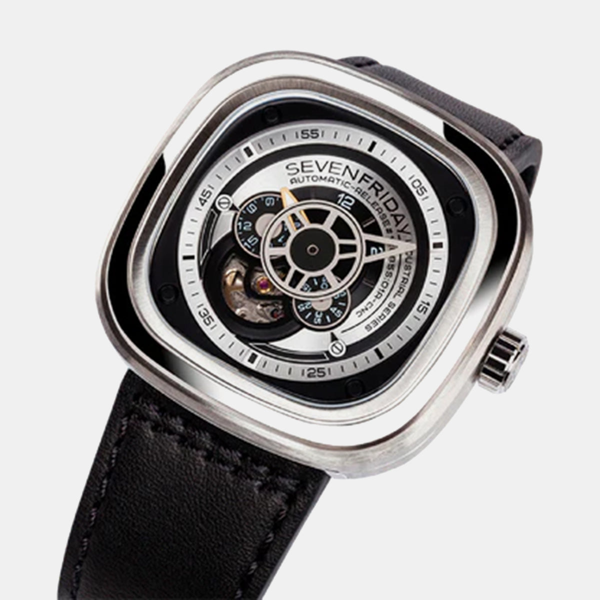 P Series Unisex Automatic Black Dial Analog Leather Watch P1B-01