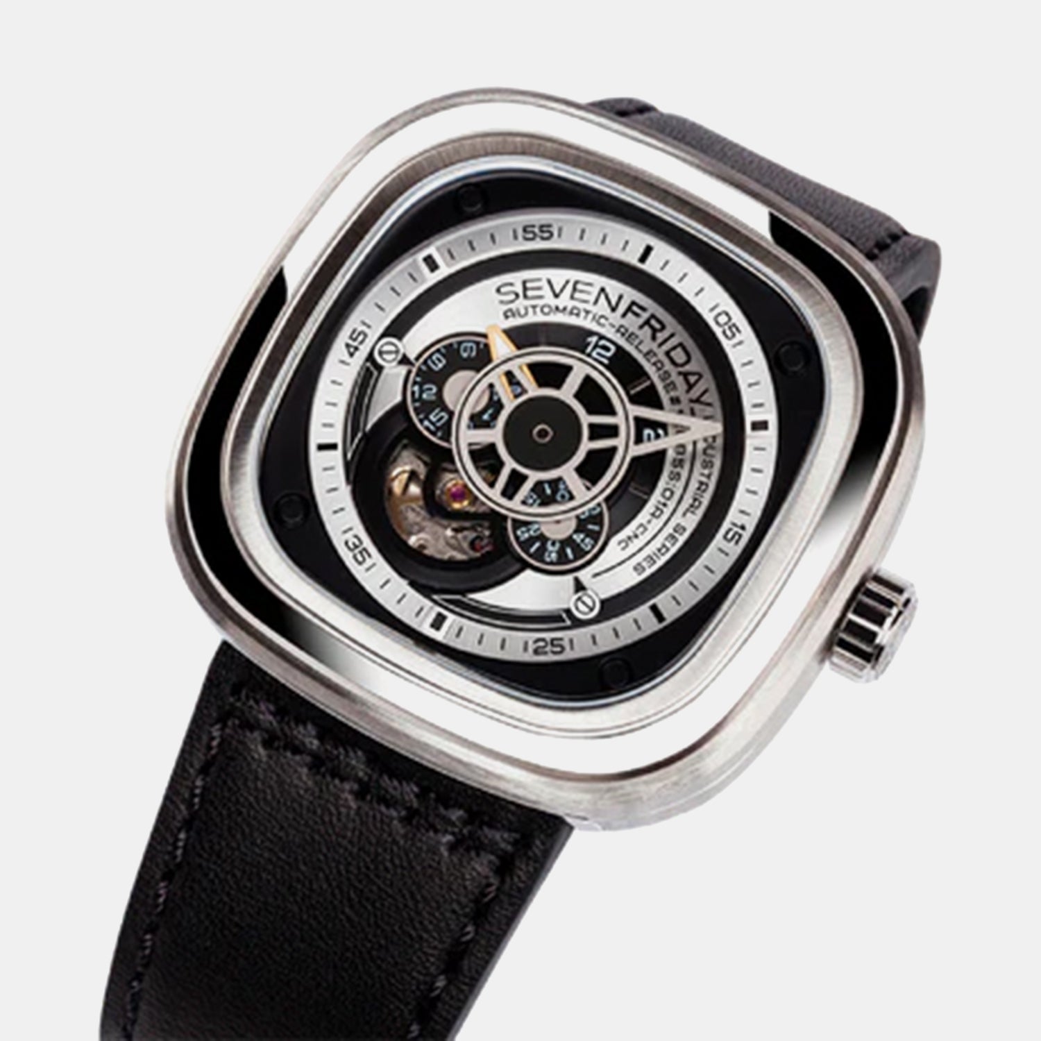 P Series Unisex Automatic Black Dial Analog Leather Watch P1B/01