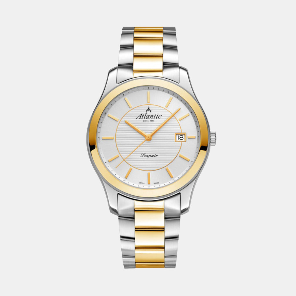 Atlantic Men Quartz Silver Dial Analog Stainless Steel Watch 60335.43.21G-1