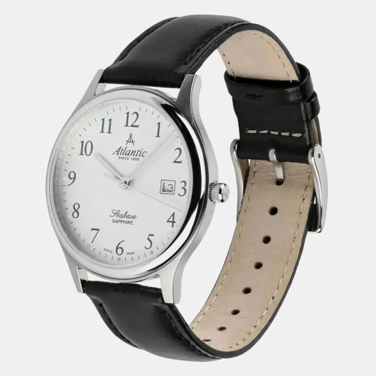 Seabase Men Quartz White Dial Analog Leather Watch 60343.41.11