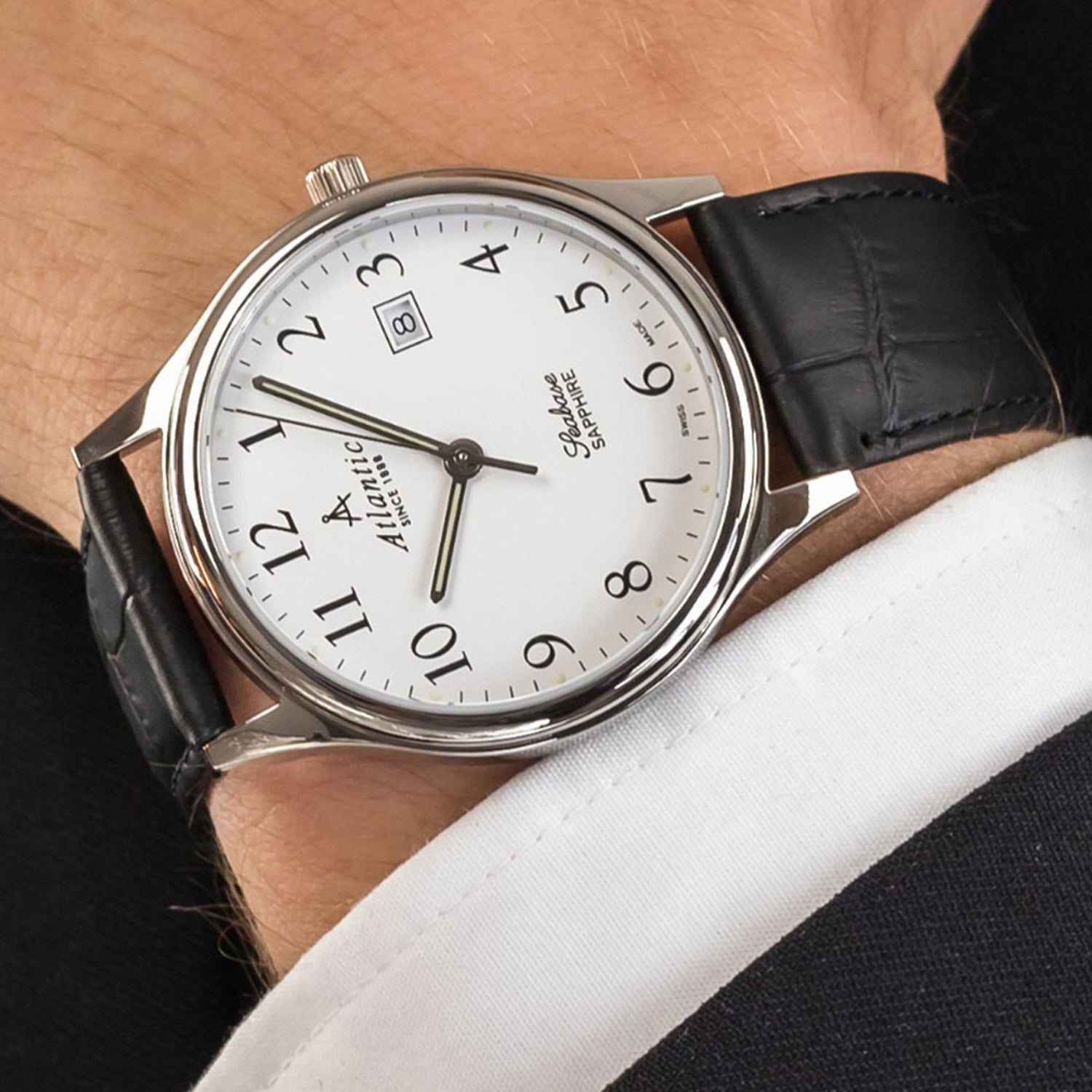 Seabase Men Quartz White Dial Analog Leather Watch 60343.41.11
