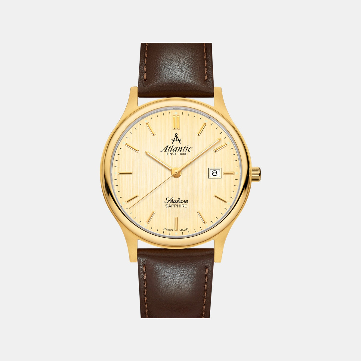 Seabase Men Quartz Champagne Dial Analog Leather Watch 60343.45.31