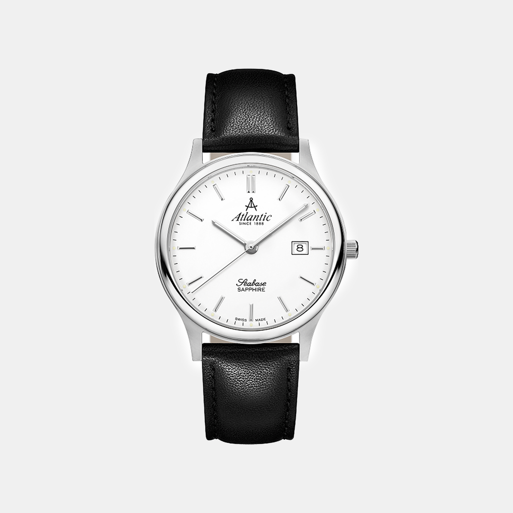 Seabase Men Quartz White Dial Analog Leather Watch 60343.41.11