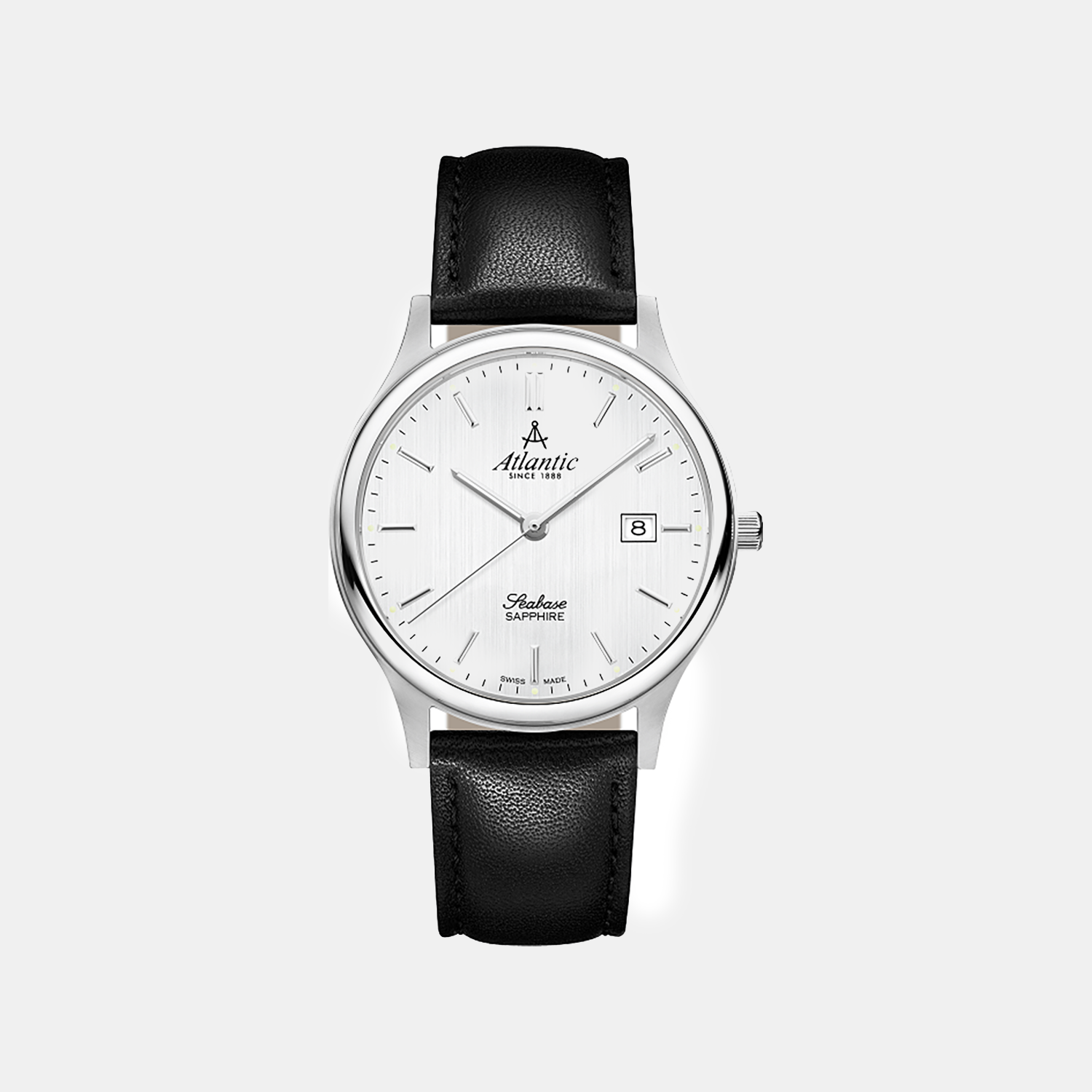 Seabase Men Quartz Silver Dial Analog Leather Watch 60343.41.21