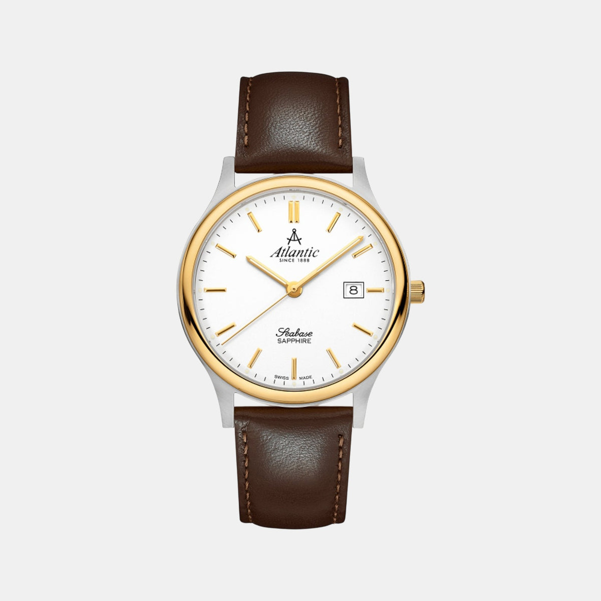 Men Quartz Silver Dial Analog Leather Watch 60343.43.11