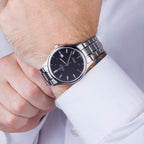 Atlantic Seabase Men Quartz Black Dial Analog Stainless Steel Watch 60348.41.61-2