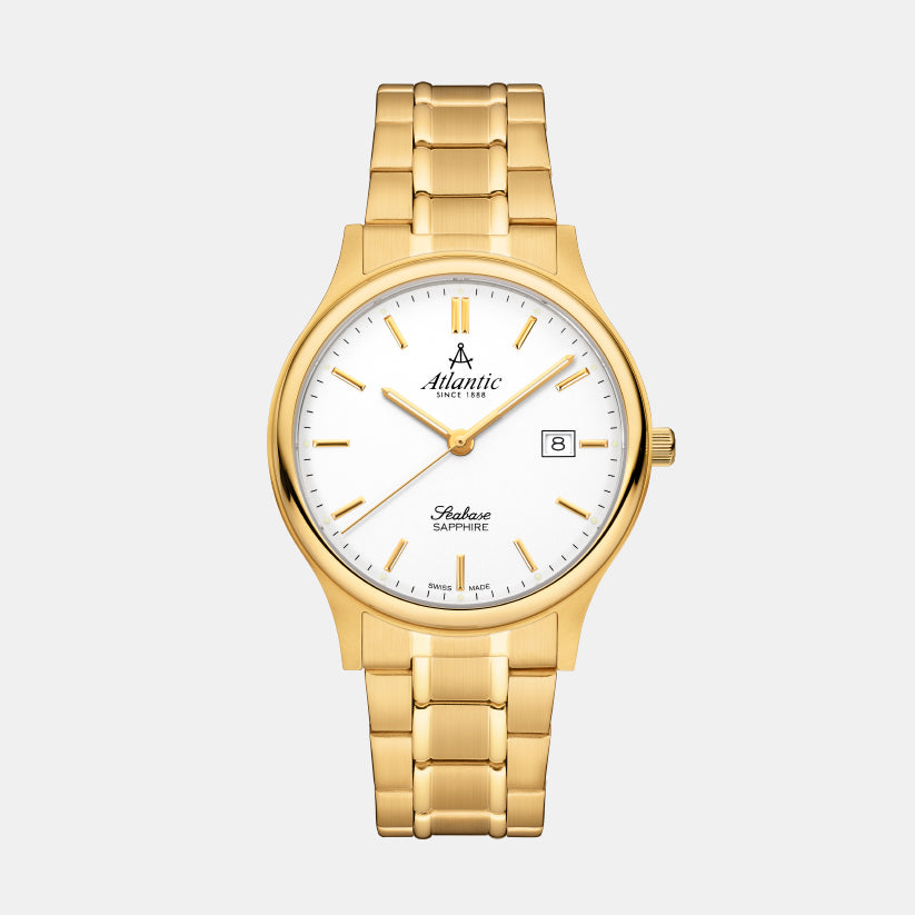 Atlantic Men Quartz White Dial Analog Stainless Steel Watch 60348.45.11-1