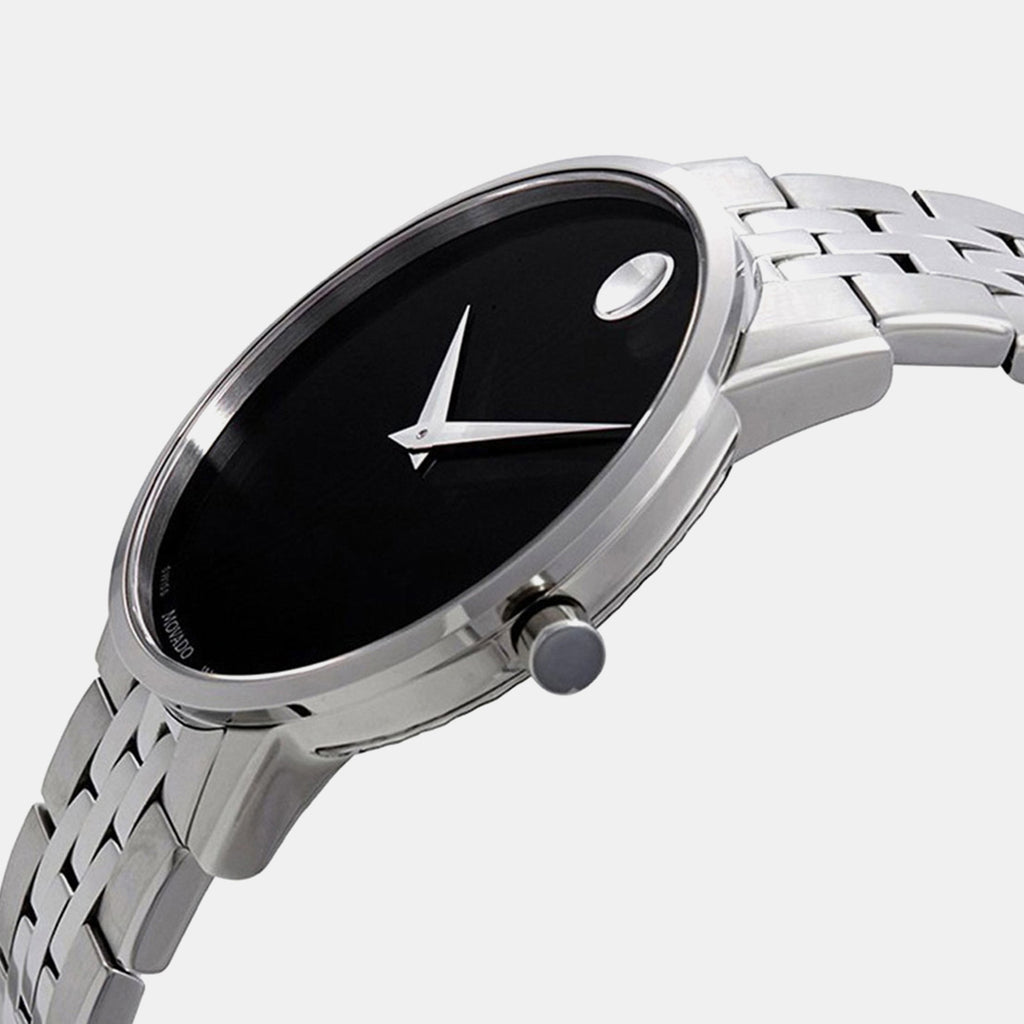 Museum Men Quartz Black Dial Analog Stainless Steel Watch 607199
