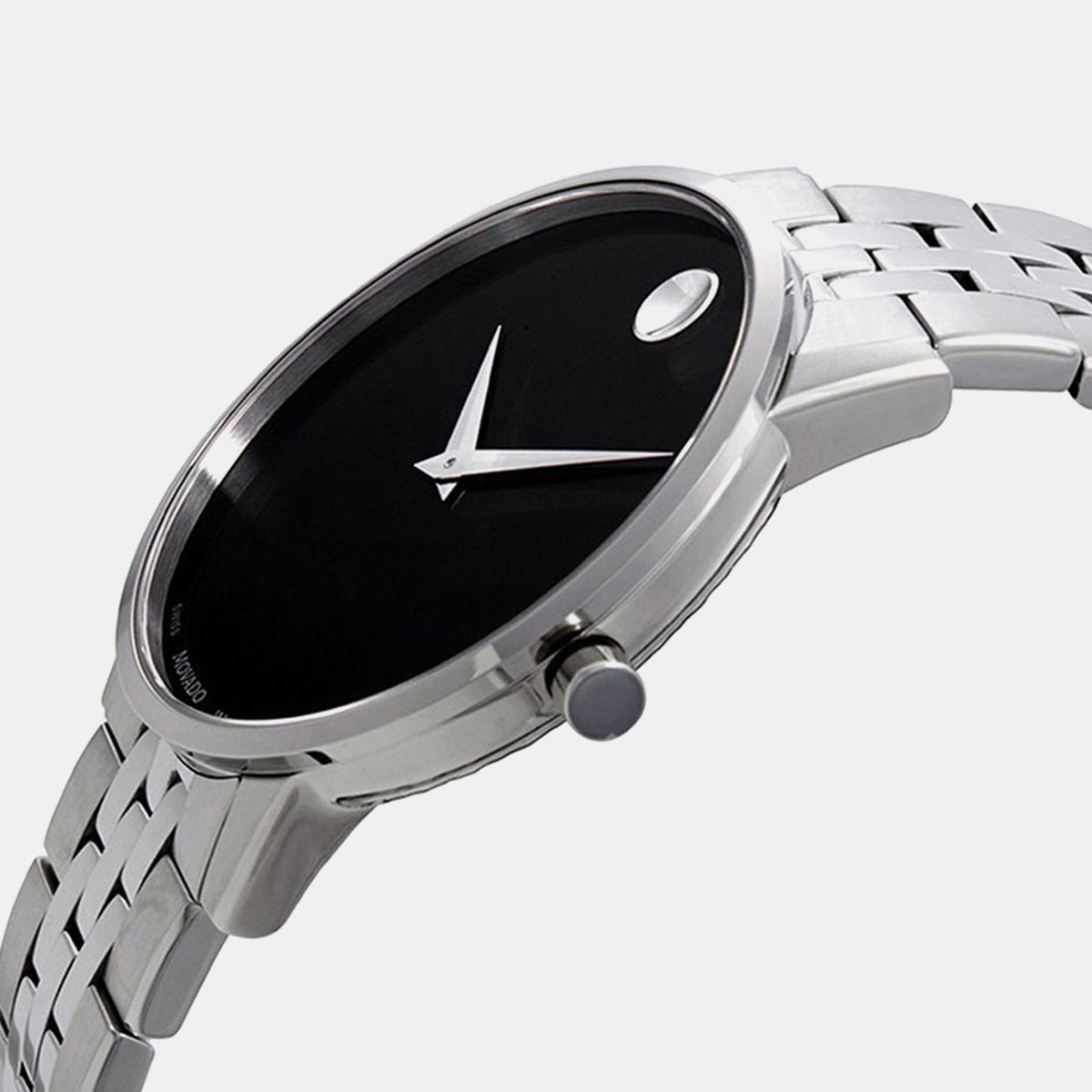 Museum Classic Men Quartz Black Dial Analog Stainless Steel Watch 607199