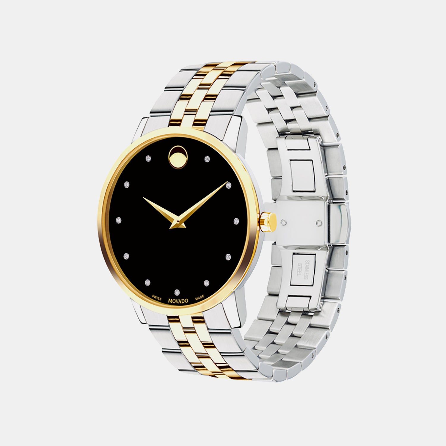 Museum Men Quartz Black Dial Analog Stainless Steel Watch 607202