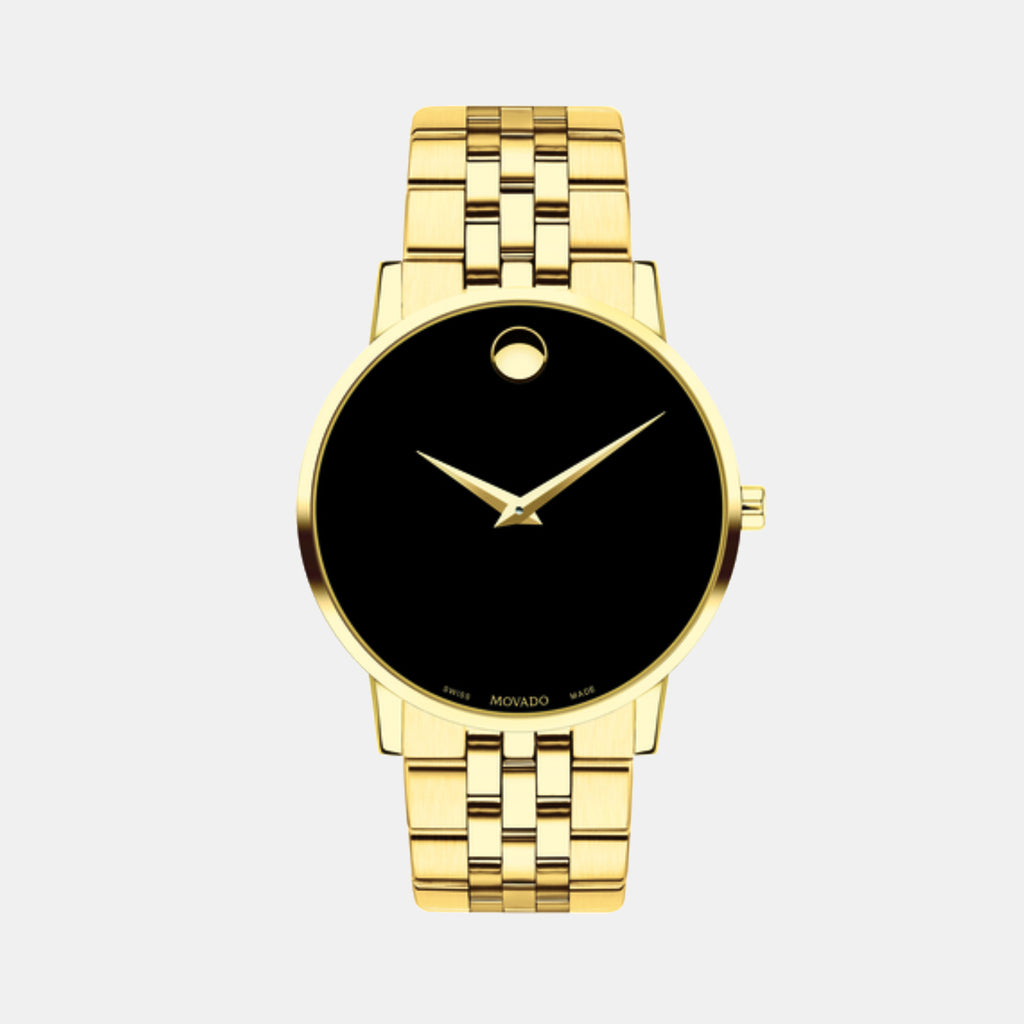 Museum Classic Men Quartz Black Dial Analog Stainless Steel Watch 607203