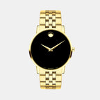 Museum Classic Men Quartz Black Dial Analog Stainless Steel Watch 607203