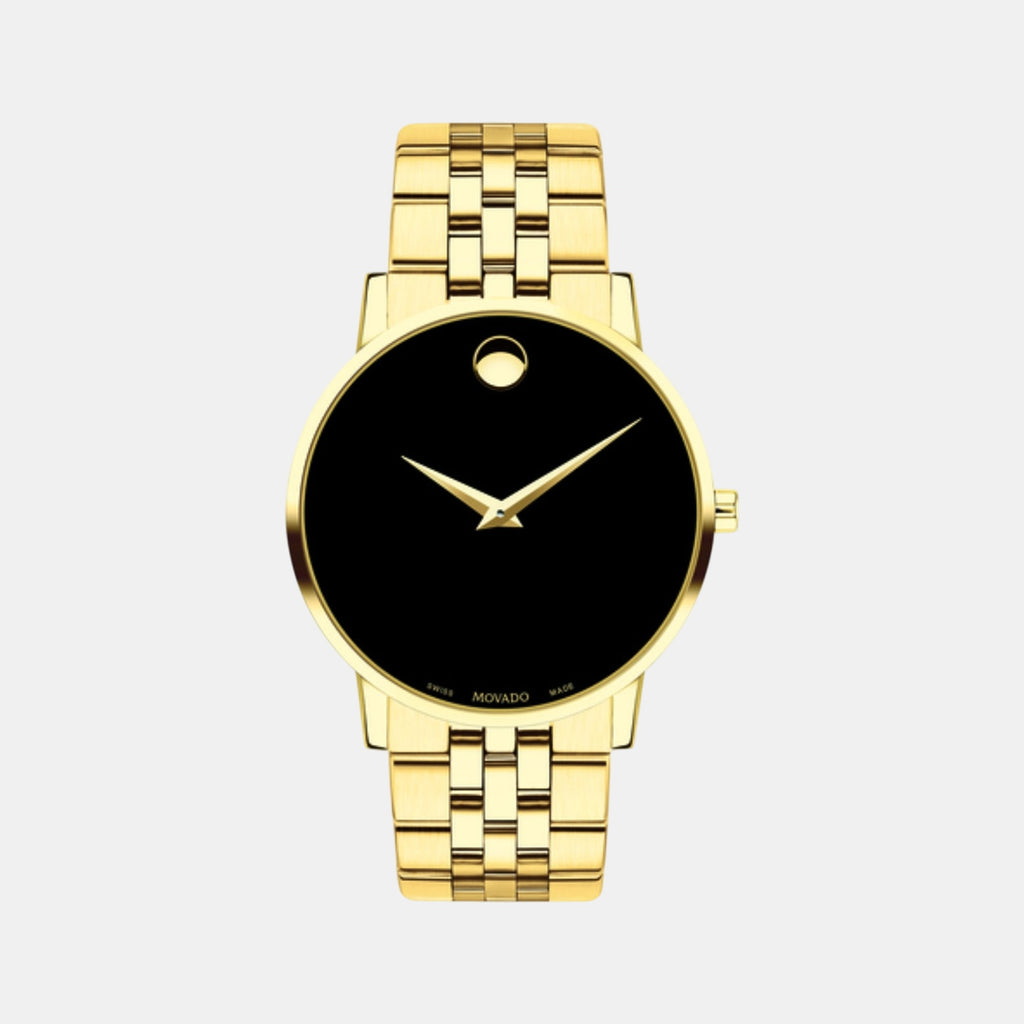 Museum Classic Men Quartz Black Dial Analog Stainless Steel Watch 607203