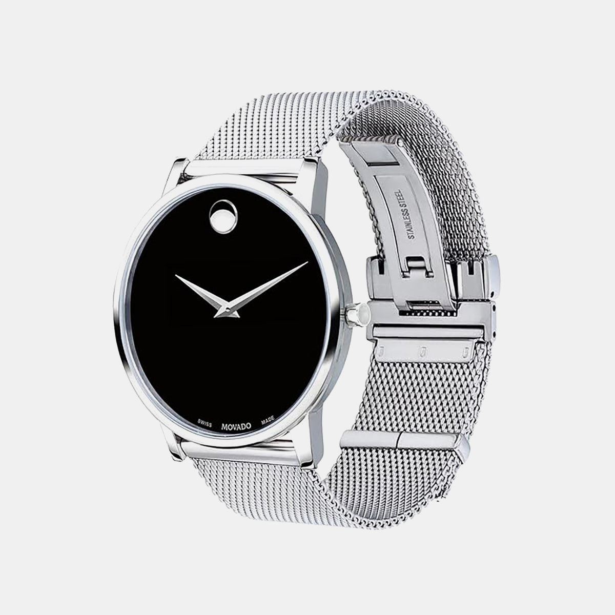 Museum Classic Men Quartz Black Dial Analog Stainless Steel Watch 607219