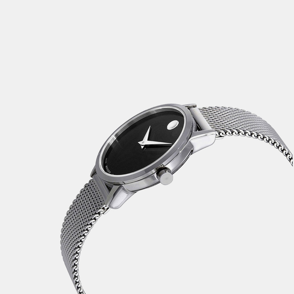 Museum Women Quartz Black Dial Analog Stainless Steel Watch 607220