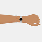 Museum Women Quartz Black Dial Analog Stainless Steel Watch 607220