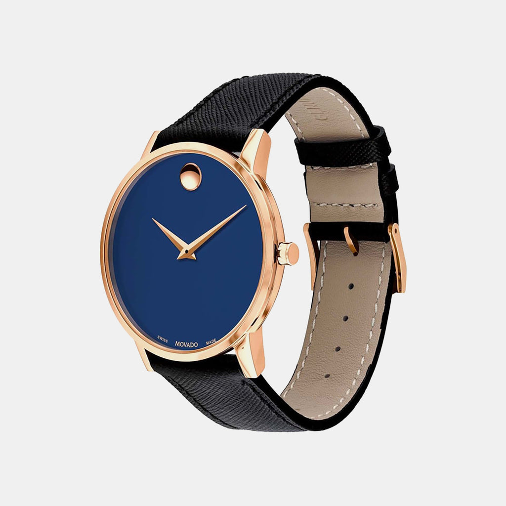 Museum Men Quartz Blue Dial Analog Leather Watch 607266