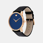 Museum Men Quartz Blue Dial Analog Leather Watch 607266