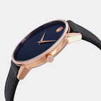 Museum Men Quartz Blue Dial Analog Leather Watch 607266