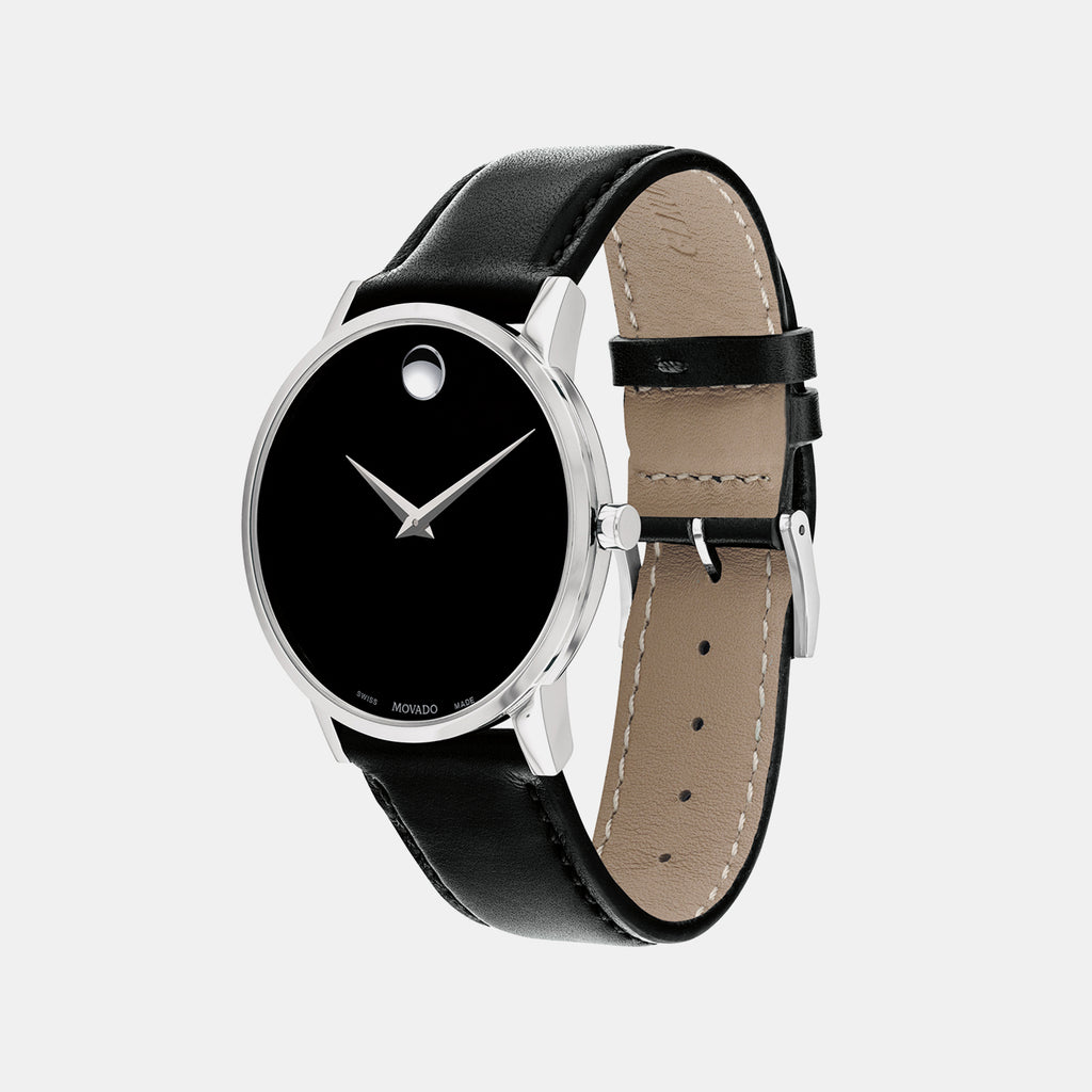 Museum Men Quartz Black Dial Analog Leather Watch 607269