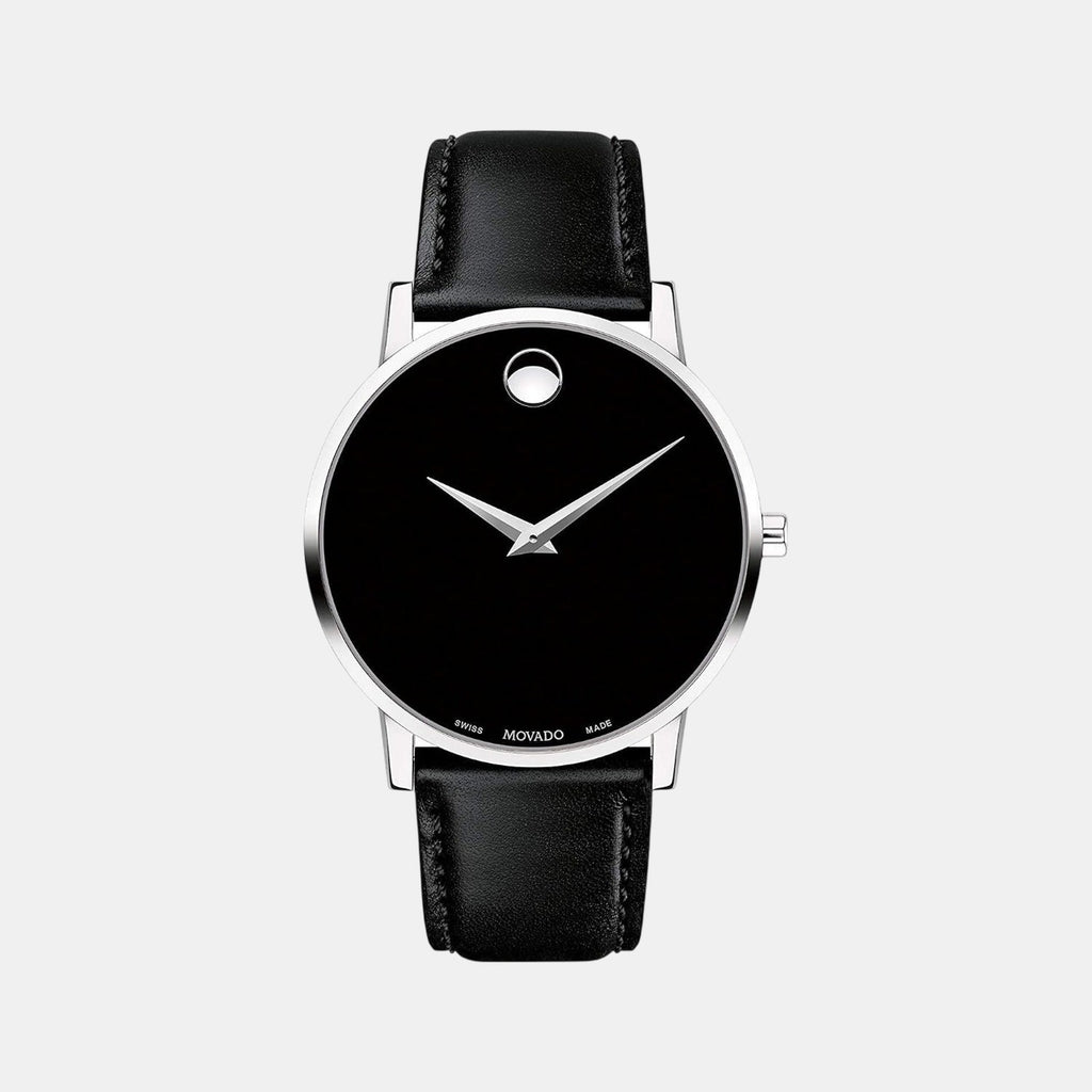 Museum Men Quartz Black Dial Analog Leather Watch 607269
