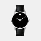 Museum Men Quartz Black Dial Analog Leather Watch 607269