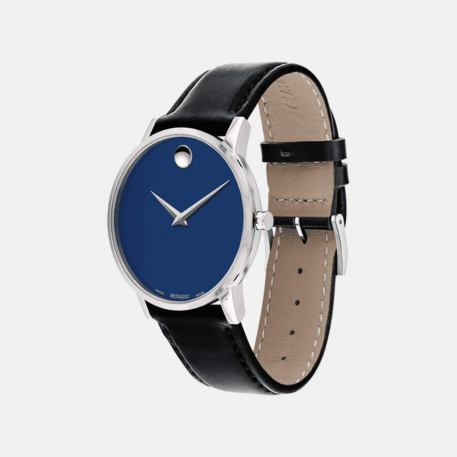 Museum Men Quartz Blue Dial Analog Leather Watch 607270