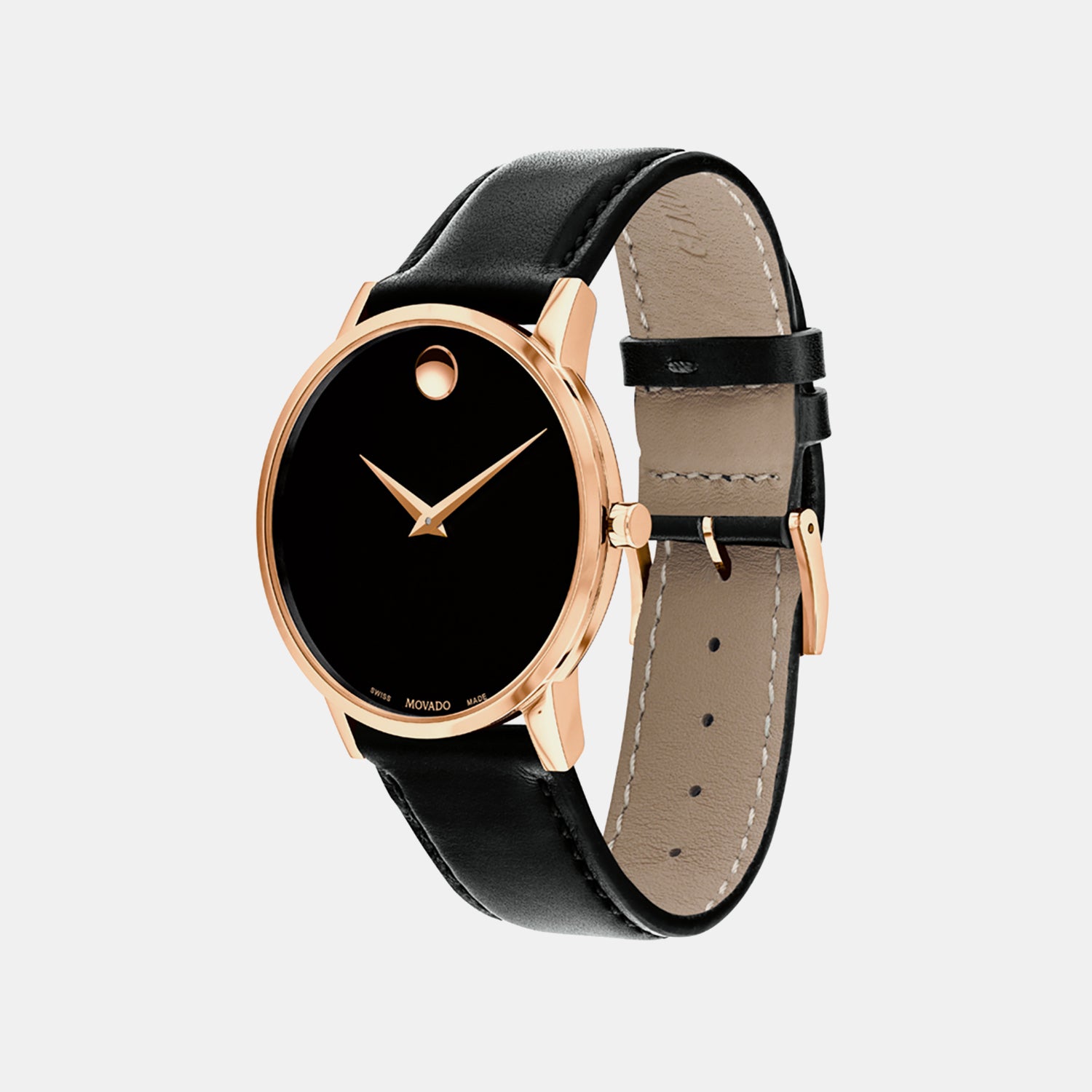 Museum Men Quartz Black Dial Analog Leather Watch 607272