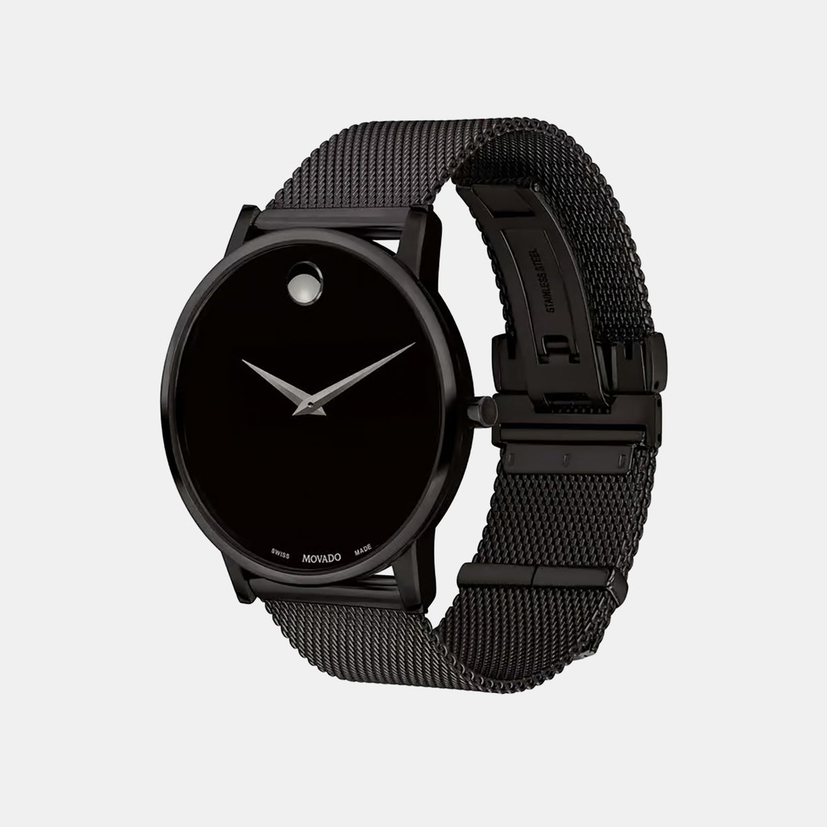 Museum Classic Men Quartz Black Dial Analog Stainless Steel Watch 607395