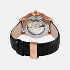 1881 Automatic Men Quartz Black Dial Analog Leather Watch 607457