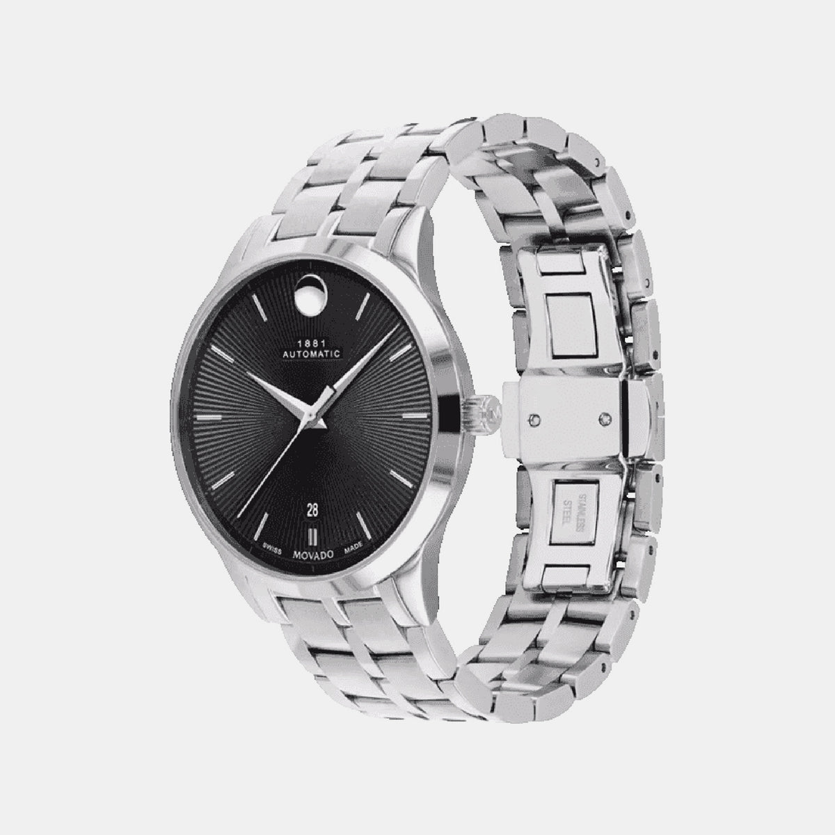 1881 Automatic Men Automatic Black Dial Analog Stainless Steel Watch 607461