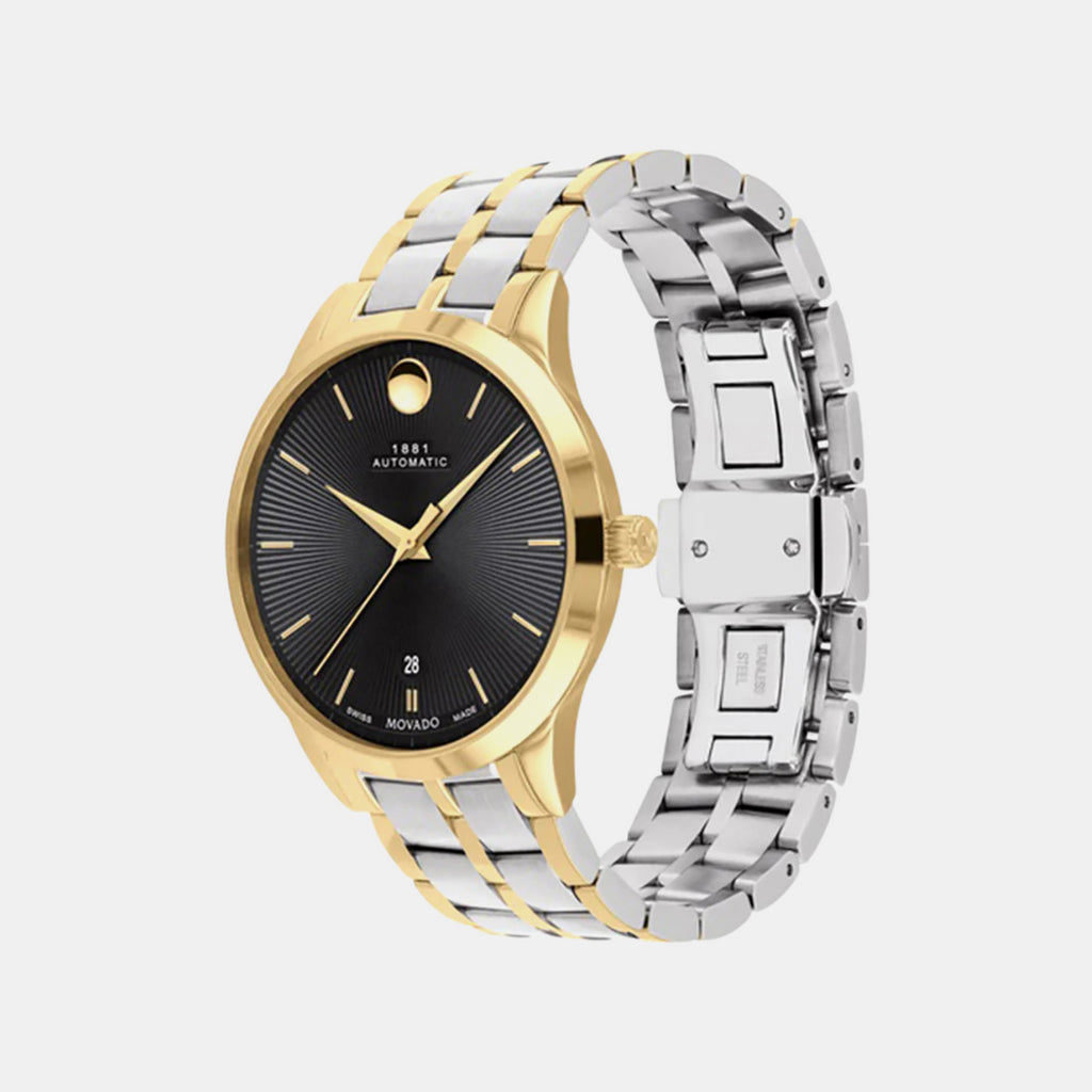 1881 Automatic Men Quartz Black Dial Analog Stainless Steel Watch 607463