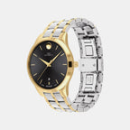 1881 Automatic Men Quartz Black Dial Analog Stainless Steel Watch 607463