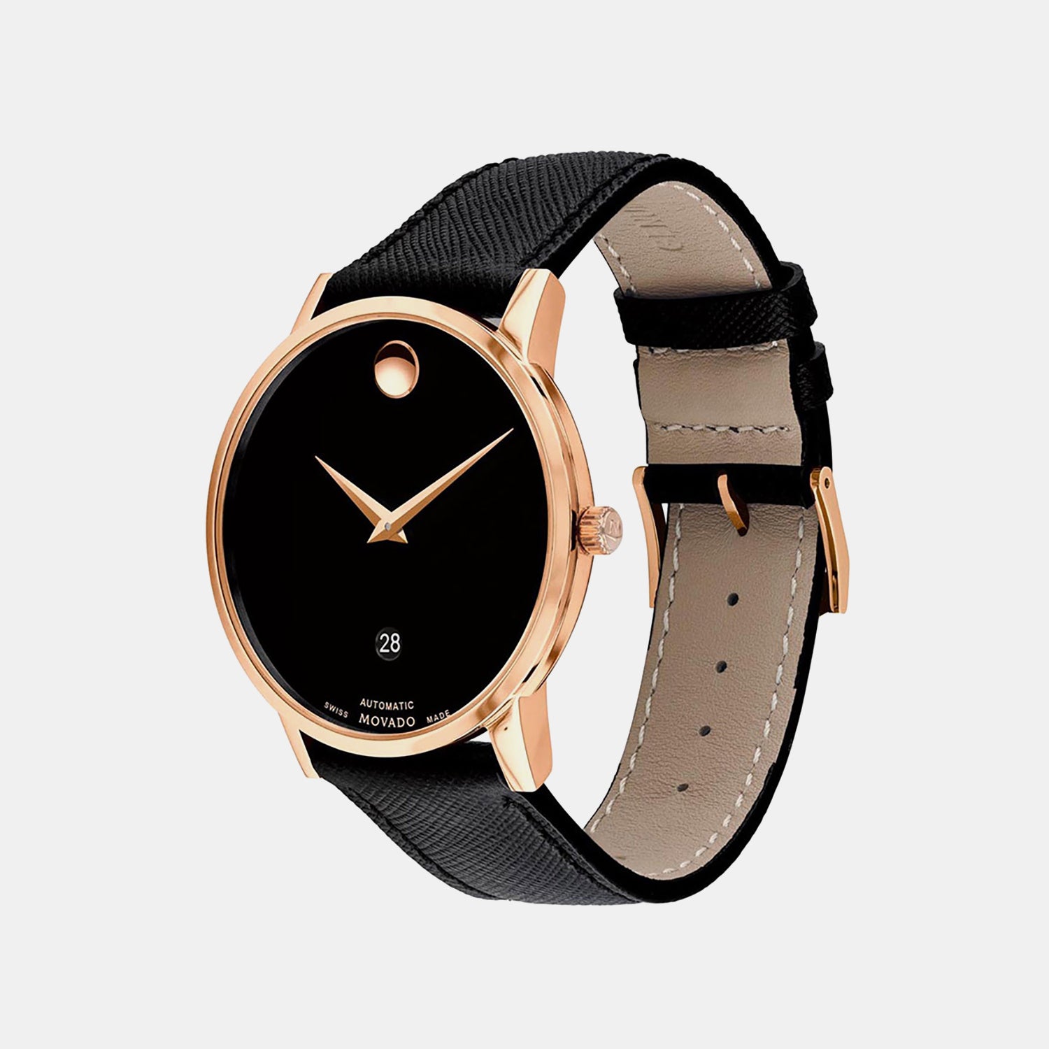Museum Men Automatic Black Dial Analog Leather Watch 607474