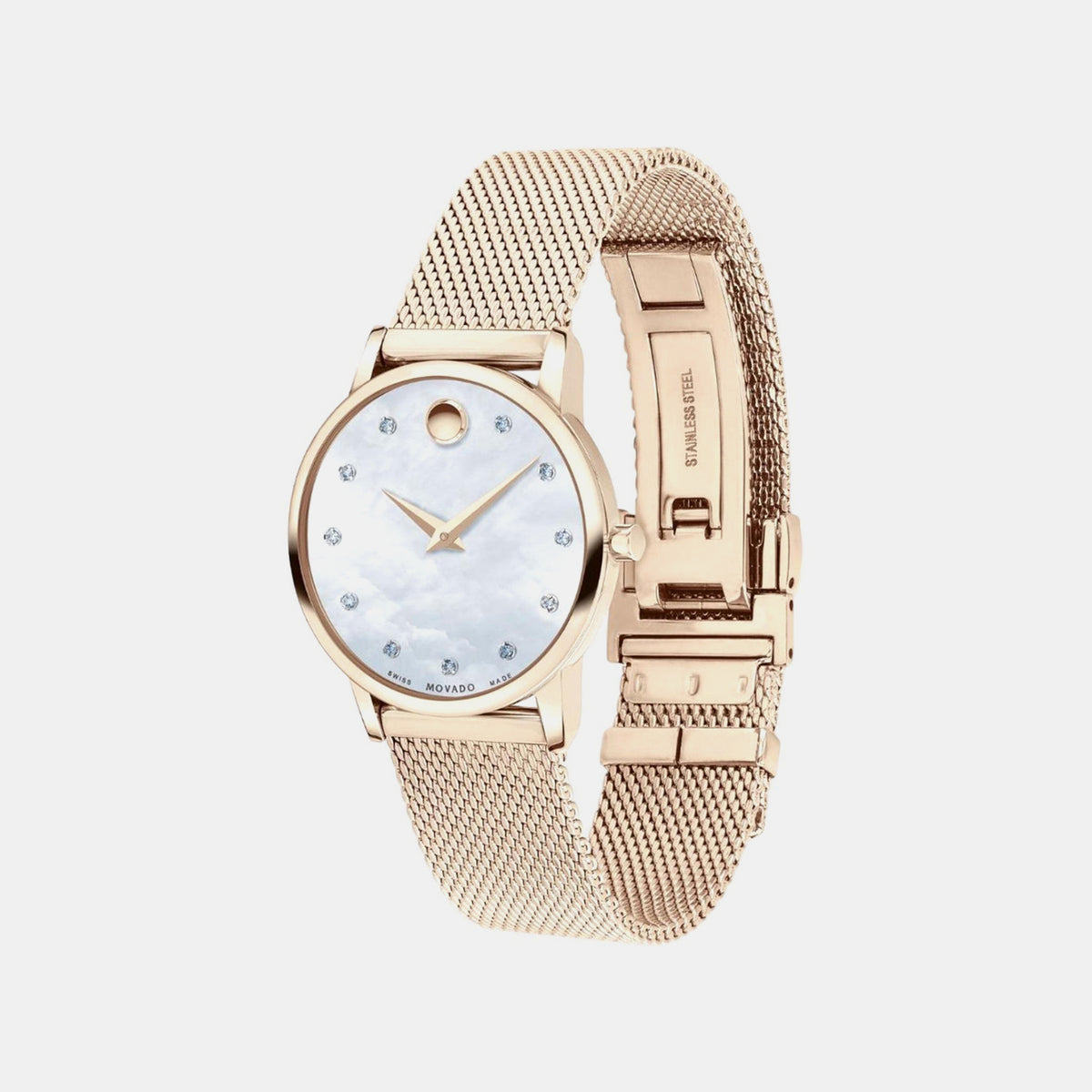 Museum Classic Women Quartz Mother Of Pearl Dial Analog Stainless Steel Watch 607492