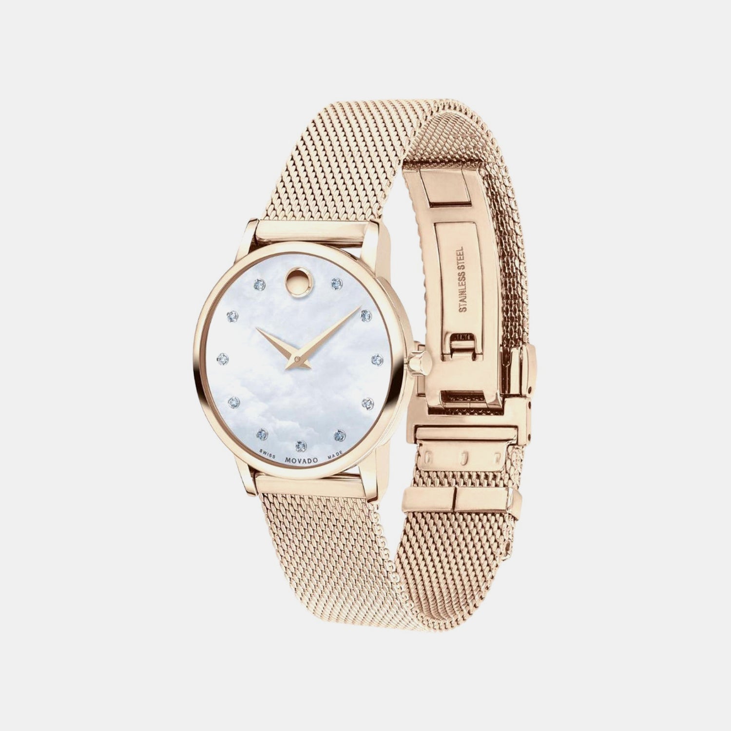 Museum Women Quartz Mother Of Pearl Dial Analog Stainless Steel Watch 607492