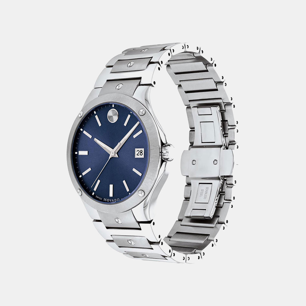 Se Men Quartz Blue Dial Analog Stainless Steel Watch 607513