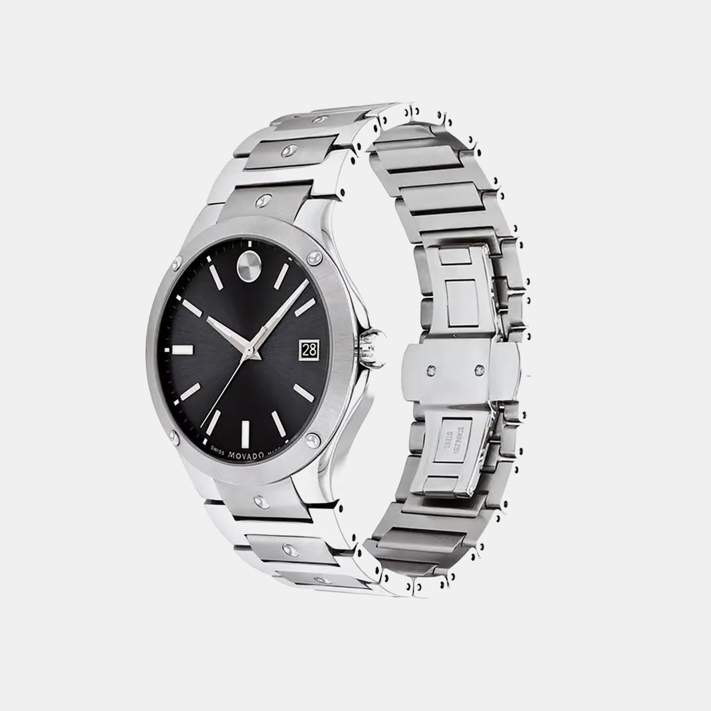 Se Men Quartz Black Dial Analog Stainless Steel Watch 607541