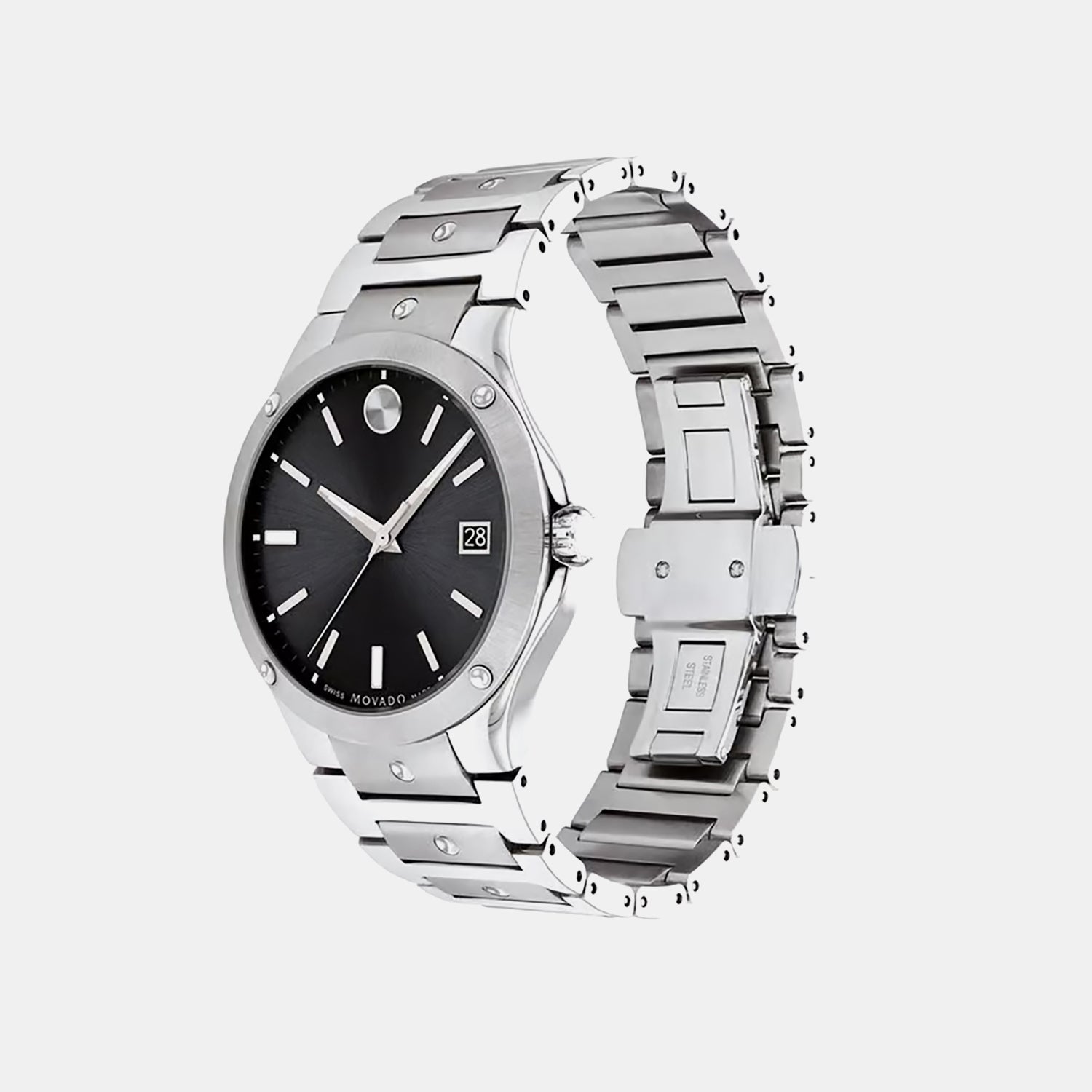 Se Men Quartz Black Dial Analog Stainless Steel Watch 607541