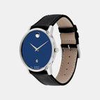 Museum Men Quartz Blue Dial Analog Leather Watch 607565