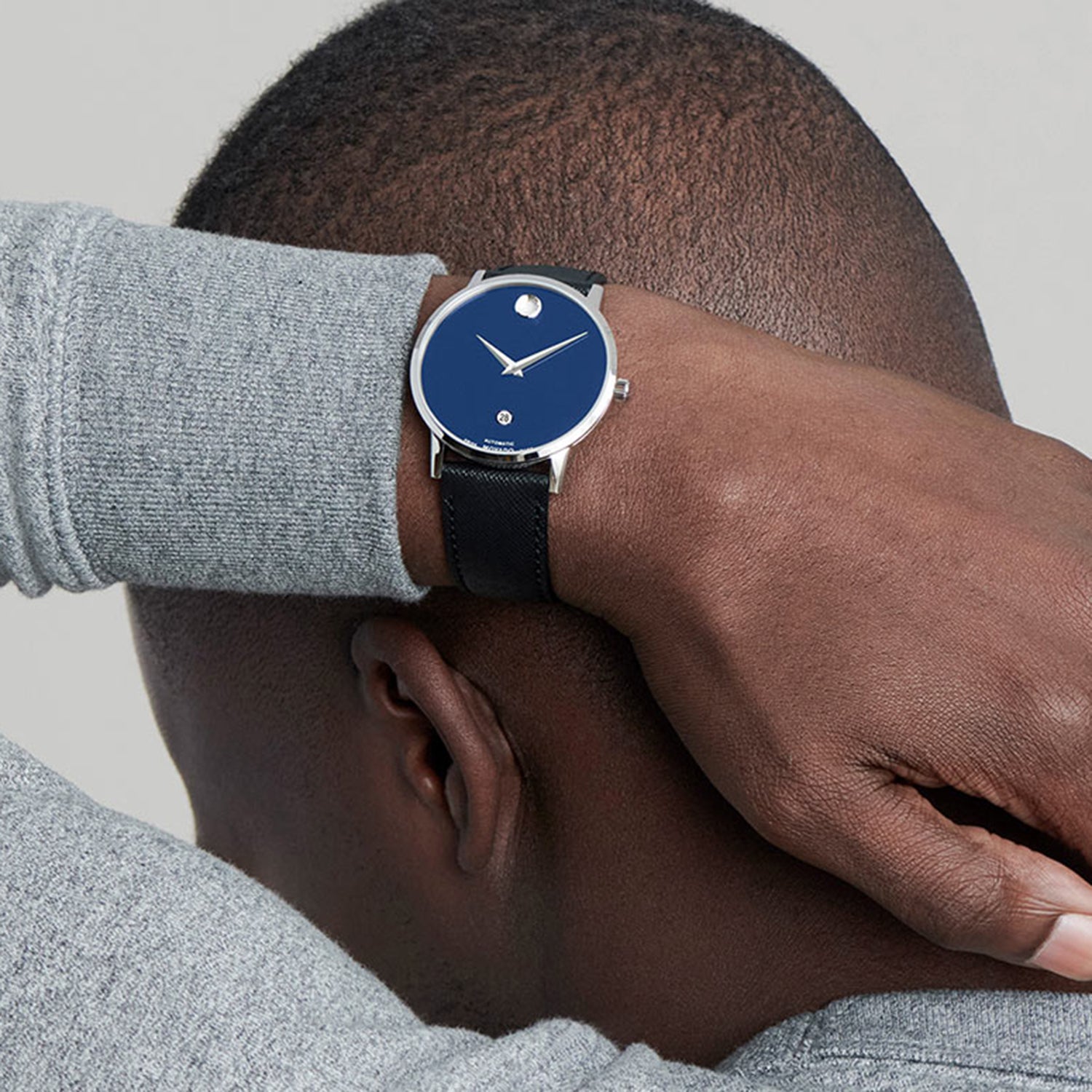 Museum Men Quartz Blue Dial Analog Leather Watch 607565