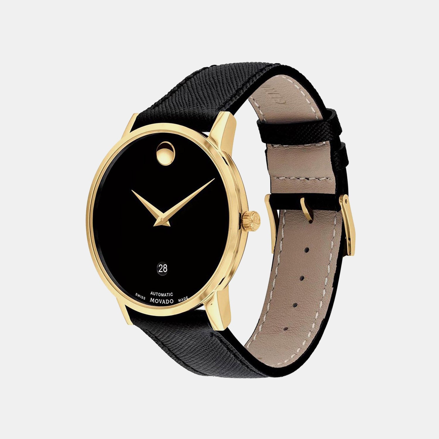 Museum Men Quartz Black Dial Analog Leather Watch 607566