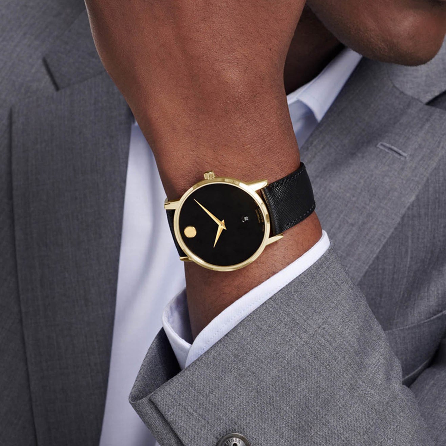 Museum Men Quartz Black Dial Analog Leather Watch 607566