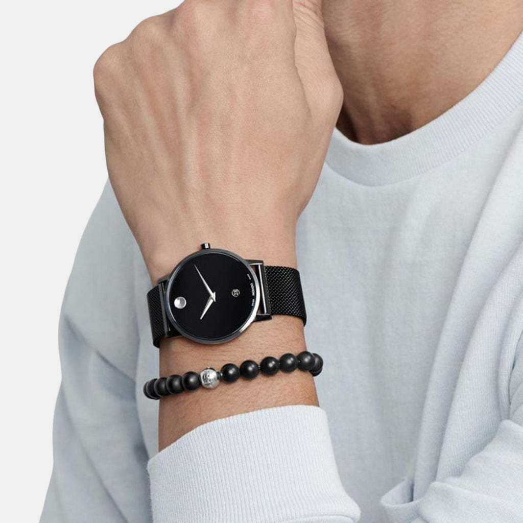 Museum Men Quartz Black Dial Analog Stainless Steel Watch 607568