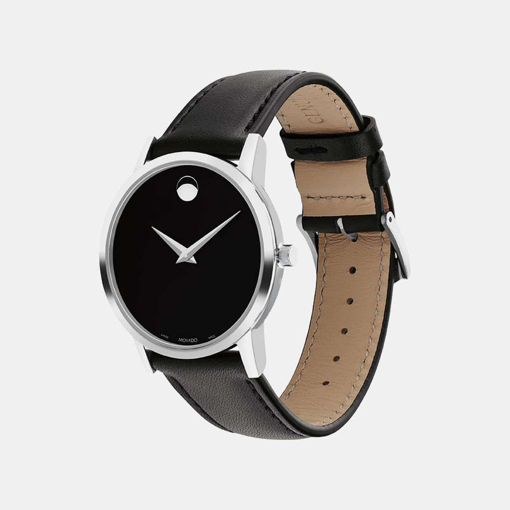 Museum Men Quartz Black Dial Analog Leather Watch 607583