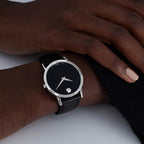 Museum Men Quartz Black Dial Analog Leather Watch 607583