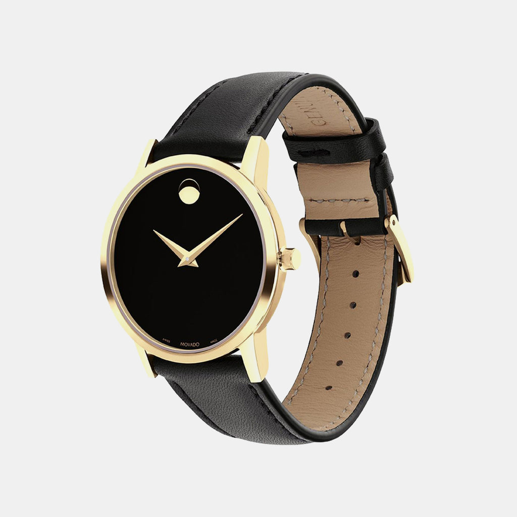 Museum Women Quartz Black Dial Analog Leather Watch 607584